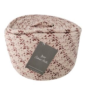 Colonial Mills Wool Lidded Basket Red 12x12x8 Holiday Cream Red